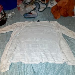 White Lace Buttonup Sweater
